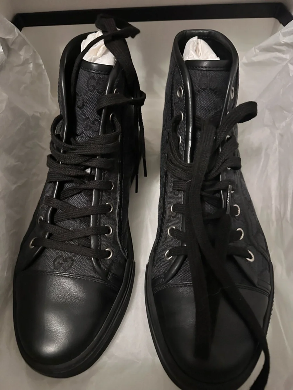 Gucci Men's High-Top GG Canvas Sneaker in Black